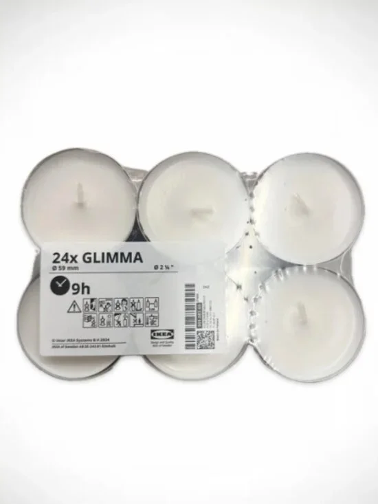 GLIMMA 901.083.60 Unscented candle in a metal cup, 9 hr