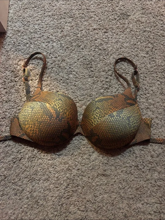 SKIMS Brown Snake-Print Padded bikini