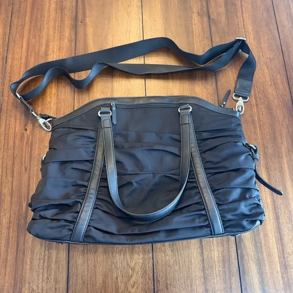 Pottery Barn Kids Sydnee Ruched Polyester Black Diaper Tote Bag‎