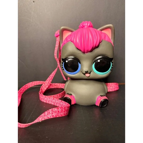 LOL Surprise Biggie Pet Neon Kitty Piggy Bank Backpack Grey Pink 2018 MGA