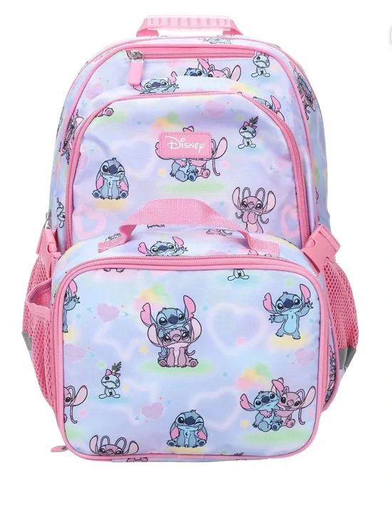 Disney Pink and Light Blue Stitch Print Kids Backpack