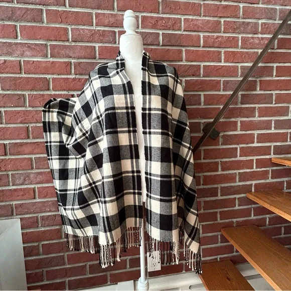 •Madewell Wool Blend Fringed Shawl Oversized Scarf 25”x78”…