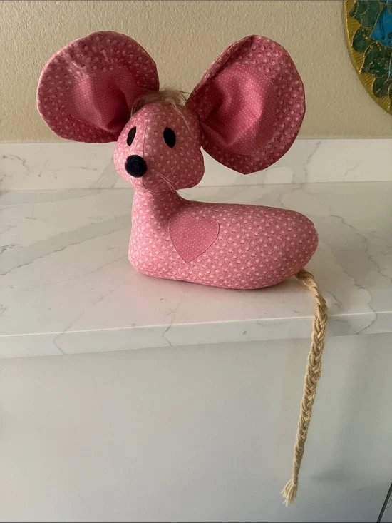 Vintage Calico Mouse Doorstop Handmade