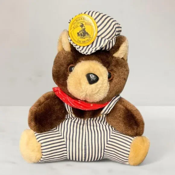Antique Train Conductor Teddy Bear; The Black Hills Central Railroad: 1880 Train