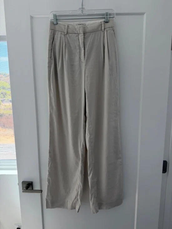 Babaton Cream Linen Trousers