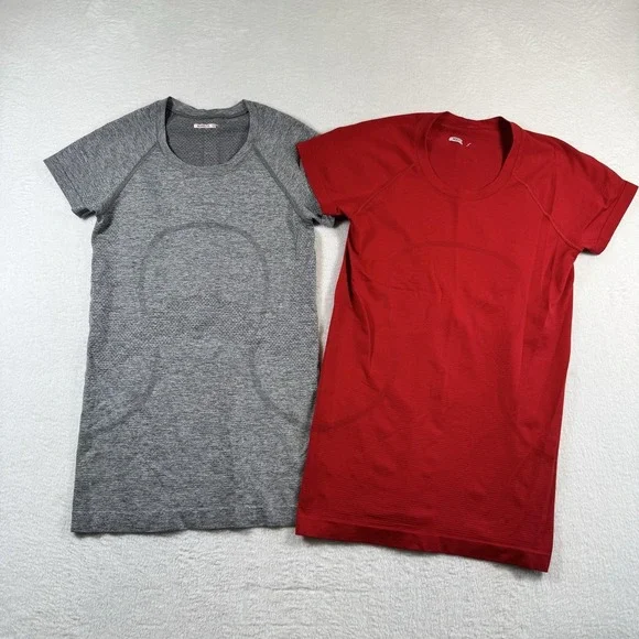 Lululemon Swiftly Tech Shirt Womens Red Gray Short Sleeve lot Of 2