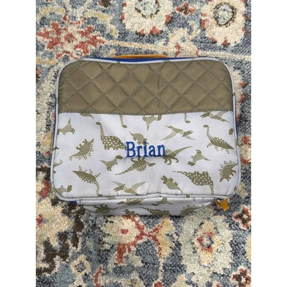 Matilda Jane Lunch Kit Boys Grey Green Dinosaur Quilted Embroidered Brian GUC