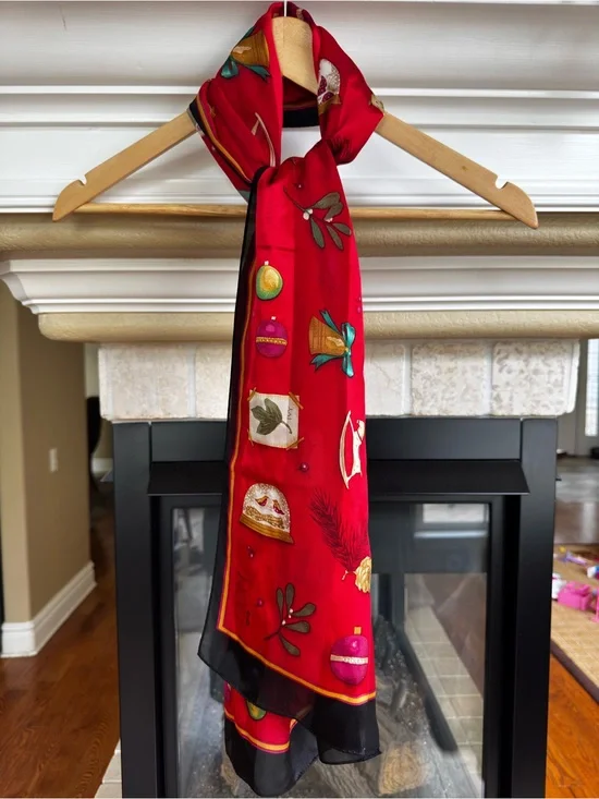 Christmas Satin Scarf Bag Scarf Festive‎ Pattern
