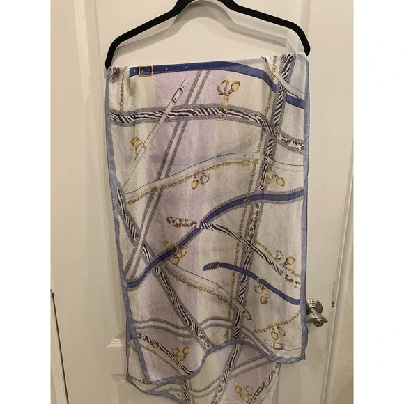 Renoma Blue and Gold Scarf 60 Inches Designed Is Belts‎ Silk