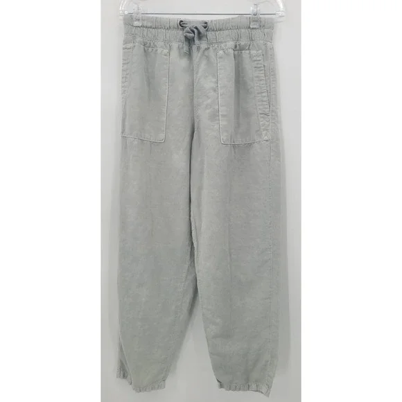 ZARA Linen Blend Joggers Women Pants M Crop Coastal Bohemian Minimalist Beach