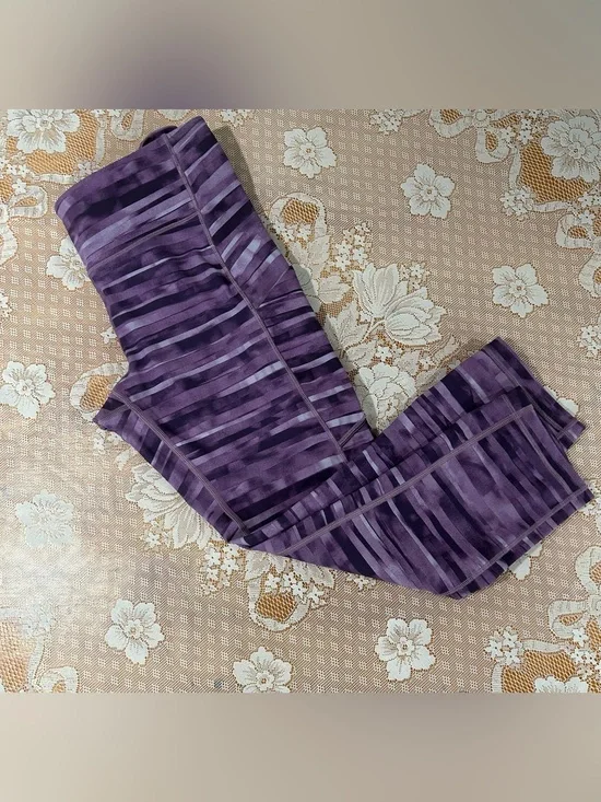 Lululemon Purple Striped Active Leggings