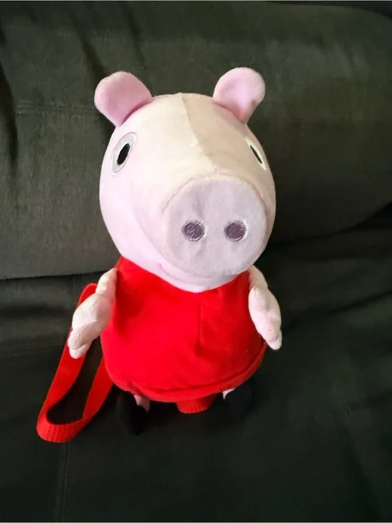 Peppa Pig Plush Item in Pink and Red with Blue Logo