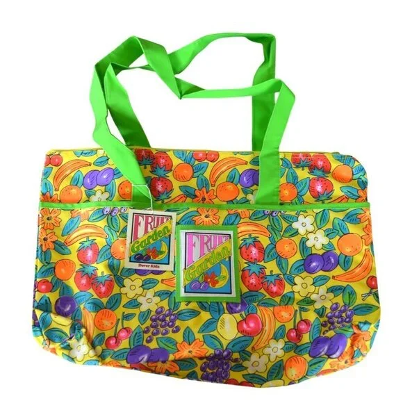 NWT Dover Kids Fruit Garden Market Summer Large Zipper Tote Bag Water Resistant