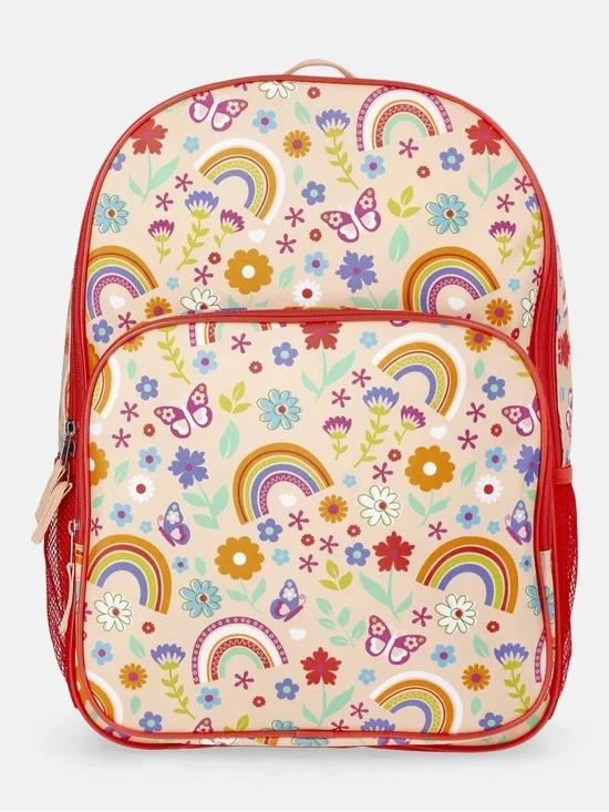 Kids Backpack with Rainbow & Floral Print W