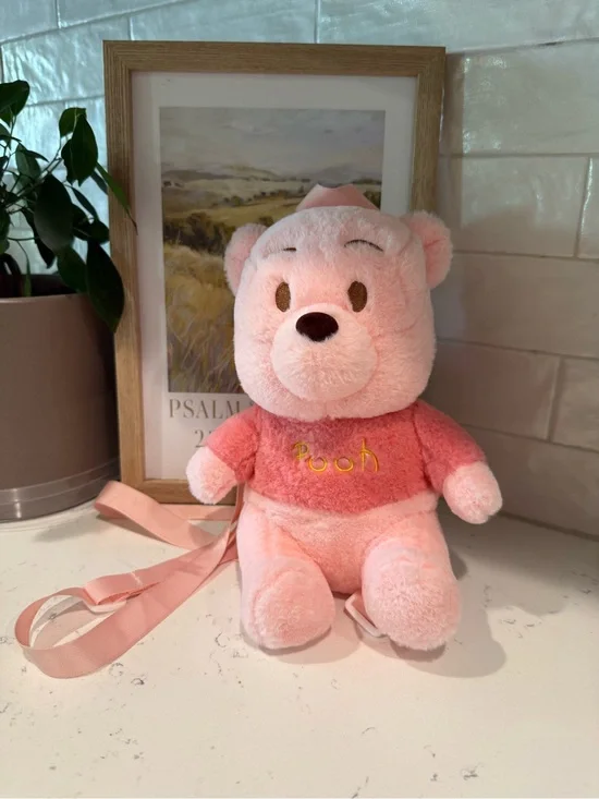Pink Plush Pooh Backpack for Kids - Soft Carry Toy