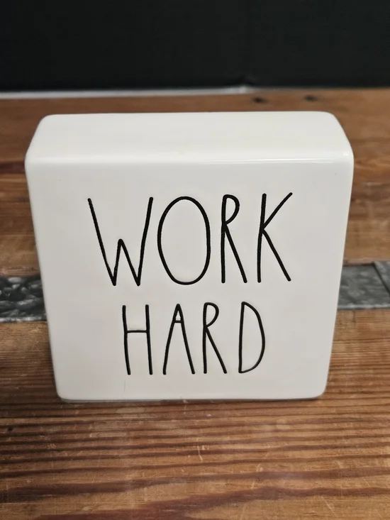 Rae Dunn White Ceramic Block Sign 