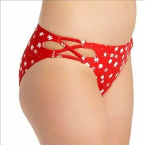 California Waves Red strappy bikini swim bottom