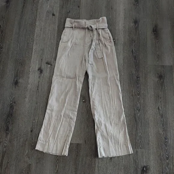 Banana Republic Womens Pants 2 Tan Paperbag Dress Belt Coastal Wide Leg