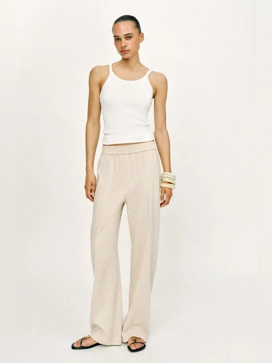 ZARA linen blend pull on pants Size Medium