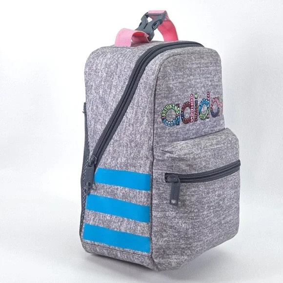 adidas Santiago 2 Insulated Lunch Bag Gray Three Stripe Brand Full Zip‎ Colorful
