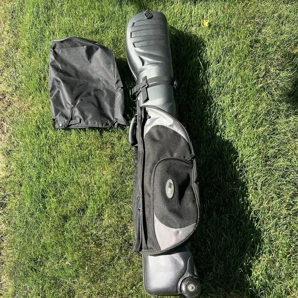 Bag Boy Hard Sided Wheeled Rolling Carbon Fiber Travel Golf Bag Raincover Strap