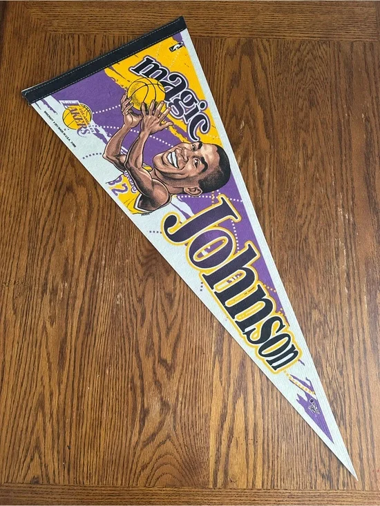 Vintage Los Angeles Lakers Magic Johnson pennant