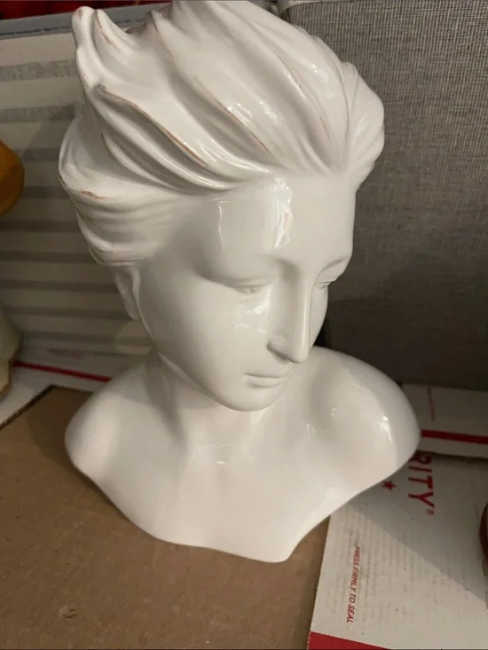 White Ceramic Bust Sculpture - Elegant Home Accent