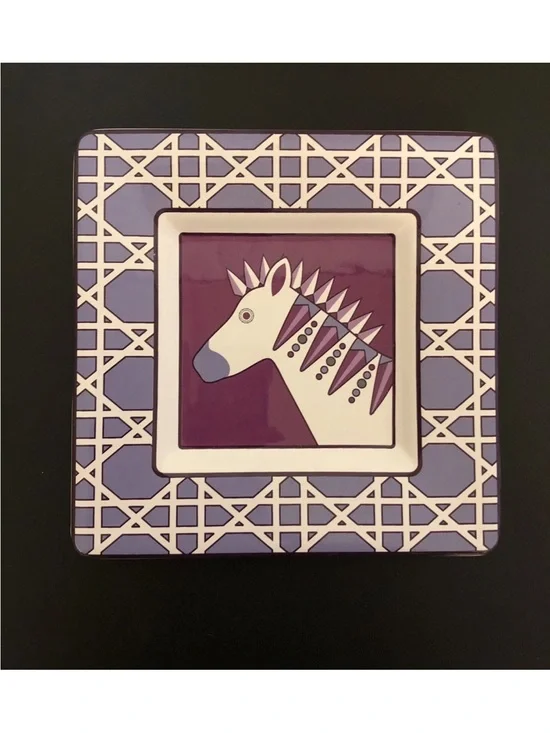 Jonathan Adler Happy Chic Square Purple Zebra Trinket Dish Plate
