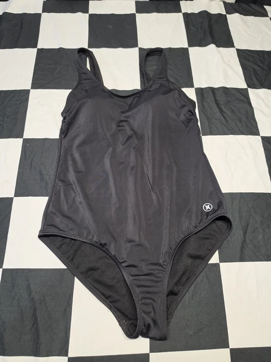 Hurley Black Ribbed One-Piece Swimsuit