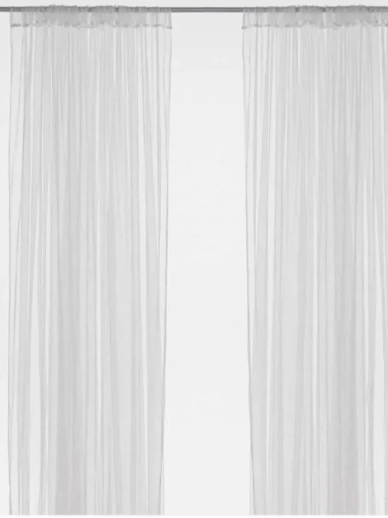 LILL 901.119.80 Sheer curtains, 1 pair, white/with rod pocket, 110x98 