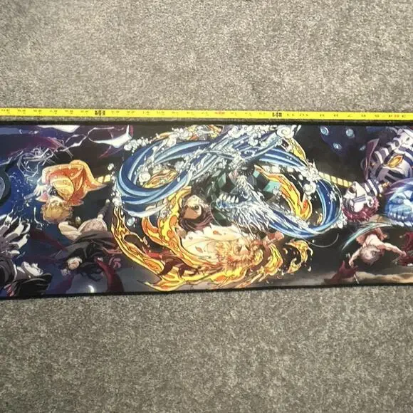 Demon Slayer 32x12in Gaming Mouse Pad Desk Mat, Stitched Edge, Black Rubber Back