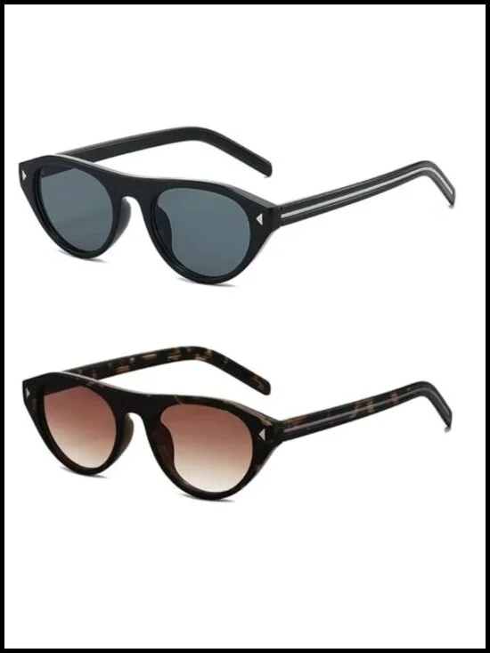 Retro Cat Eye Sunglasses with UV400 Protection, Lightweight Plastic Frame, 2