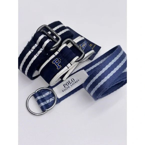 Lot of 3 Polo Ralph Lauren Boys 3T D-Ring Web Belts Striped Adjustable Cotton