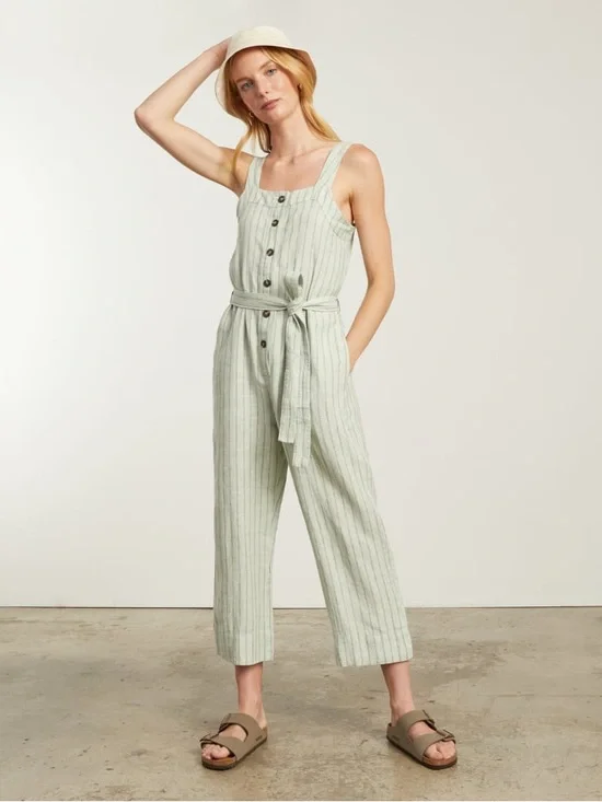 Everlane Linen Picnic Jumpsuit Seafoam