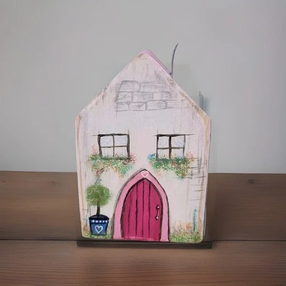 Hand Painted Wooden Wall Art Signed Rustic Cottagecore Farmhouse Decor Original