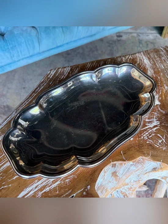 Silver Decorative Scalloped Tray - Classic Serving Platter