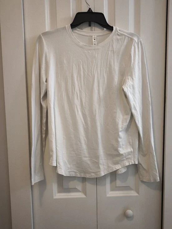 Lululemon Classic Long-Sleeve Shirt White Crewneck Size 6