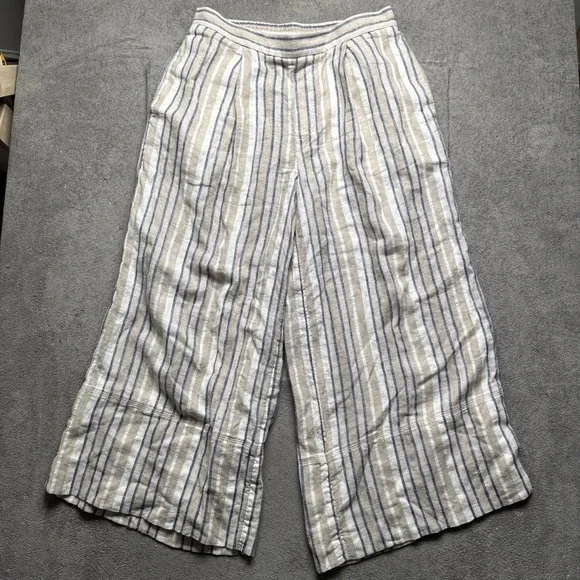 Banana‎ Republic Linen Stripe Wide Leg Pants Small Coastal Resort Beachy Chic