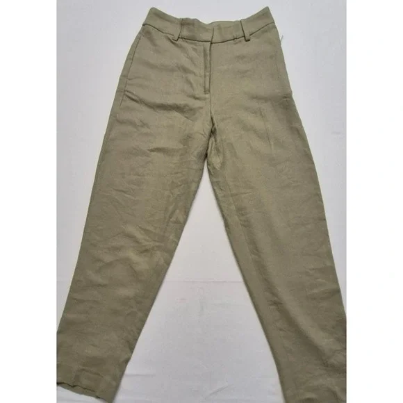 NWT H&M Women's Linen Blend Dress Pants Beige‎ Trousers Slacks Size 4 EUR 36
