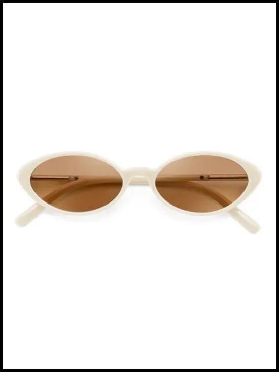 Retro Oval Cat Eye Sunglasses UV400 Protection Lightweight Narrow Frame
