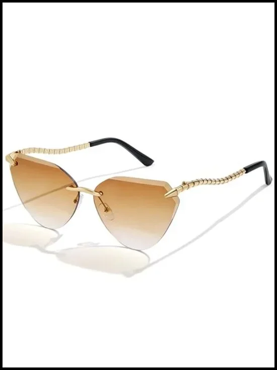 Retro Cat Eye Sunglasses with Serpentine Metal Temples UV400 Protection
