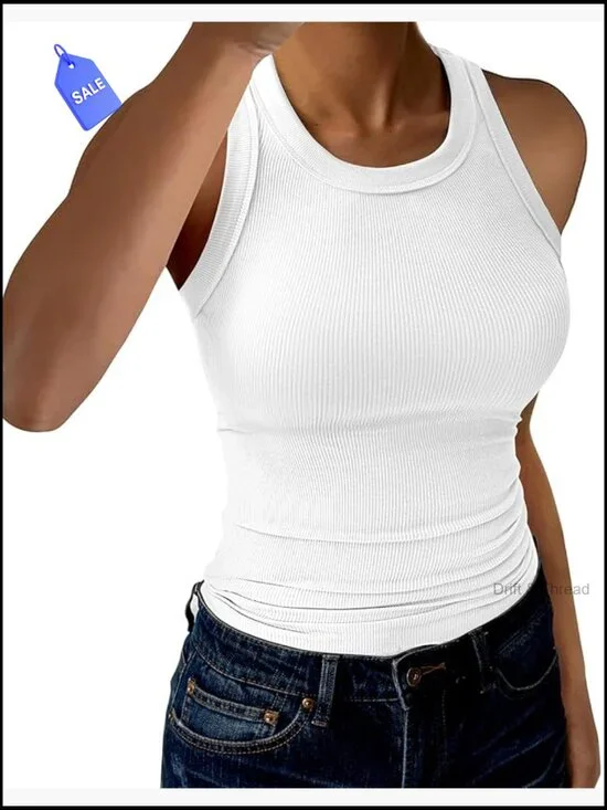 Women's Ribbed Tank Top High Neck Sleeveless Racerback Casual Basic