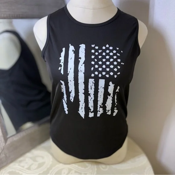 Black Muscle Tee with Graphic Design
