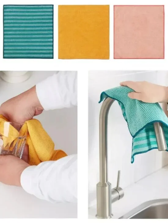 3-Pack PEPPRIG 405.676.37 New 9 Microfiber cloths, green blue/yellow, 11x11 