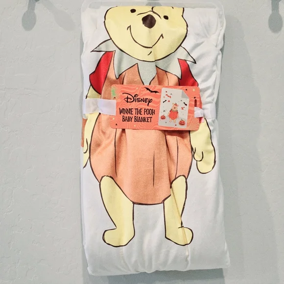 Disney Winnie the Pooh Pumpkin costume Halloween Beige Baby Blanket 30x40