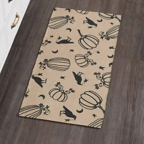 Halloween Raven Harvest Indoor Outdoor Rectangle Throw Rug Country Farmhouse