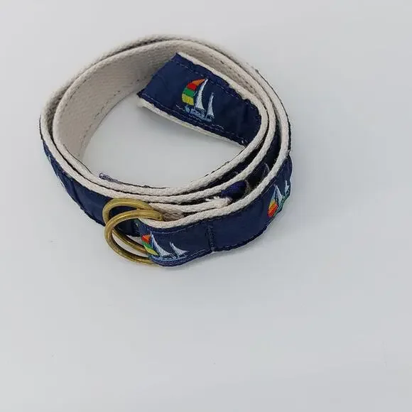 Childs Belt Cape Cod Canvas Sail Boat Navy Blue Weaved