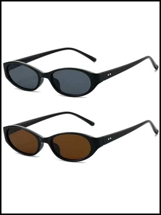 Retro Oval Cat Eye Sunglasses for Women Lightweight Narrow UV400