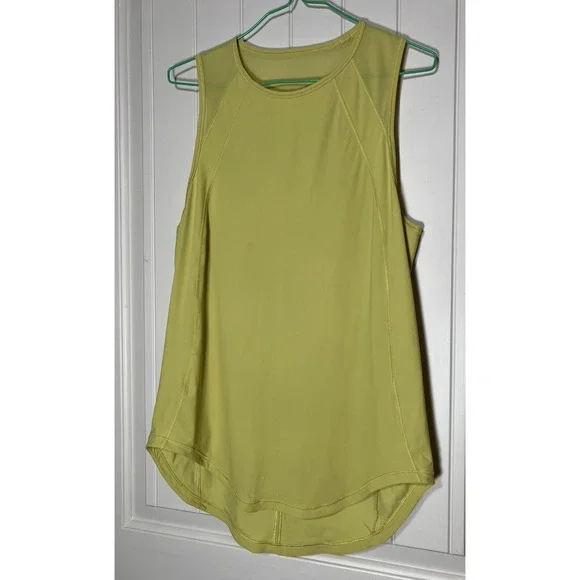 Lululemon For The Run Tank Yellow Mesh Open Back Vent Running Top Gym Women 6/8‎