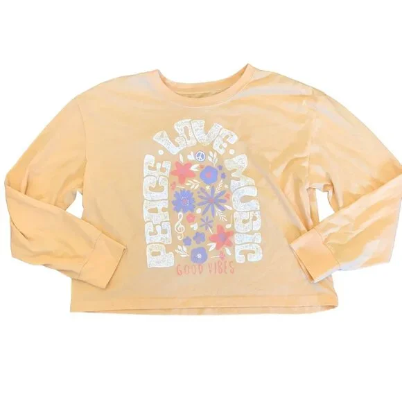 Weekend Soul Women's Peace Love Music‎ Good Vibes Long-Sleeve T-Shirt Size L